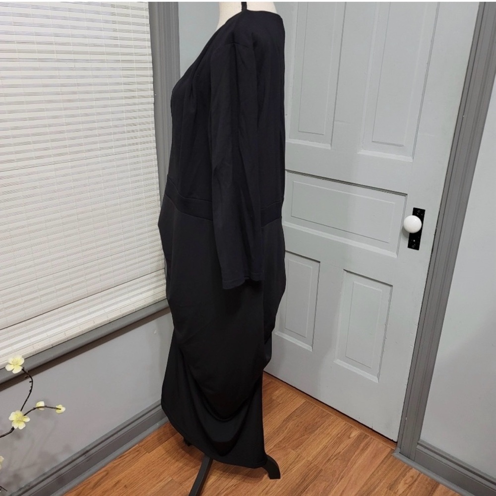 CITY Chic Zip Front Drape Long Sleeve Black Dress size 20W - Picture 5 of 7